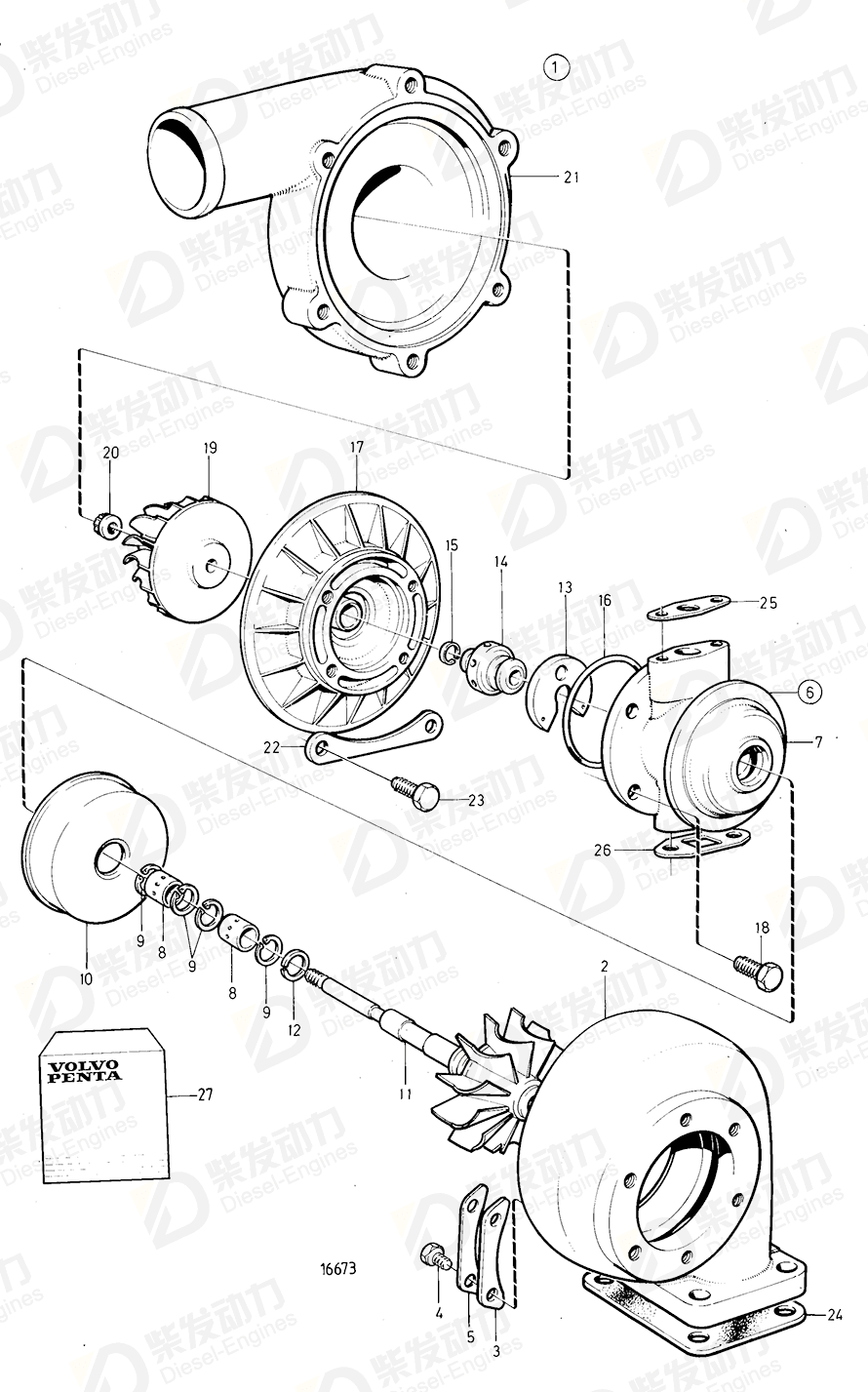volvo penta Turbine rotor 862381 Drawing